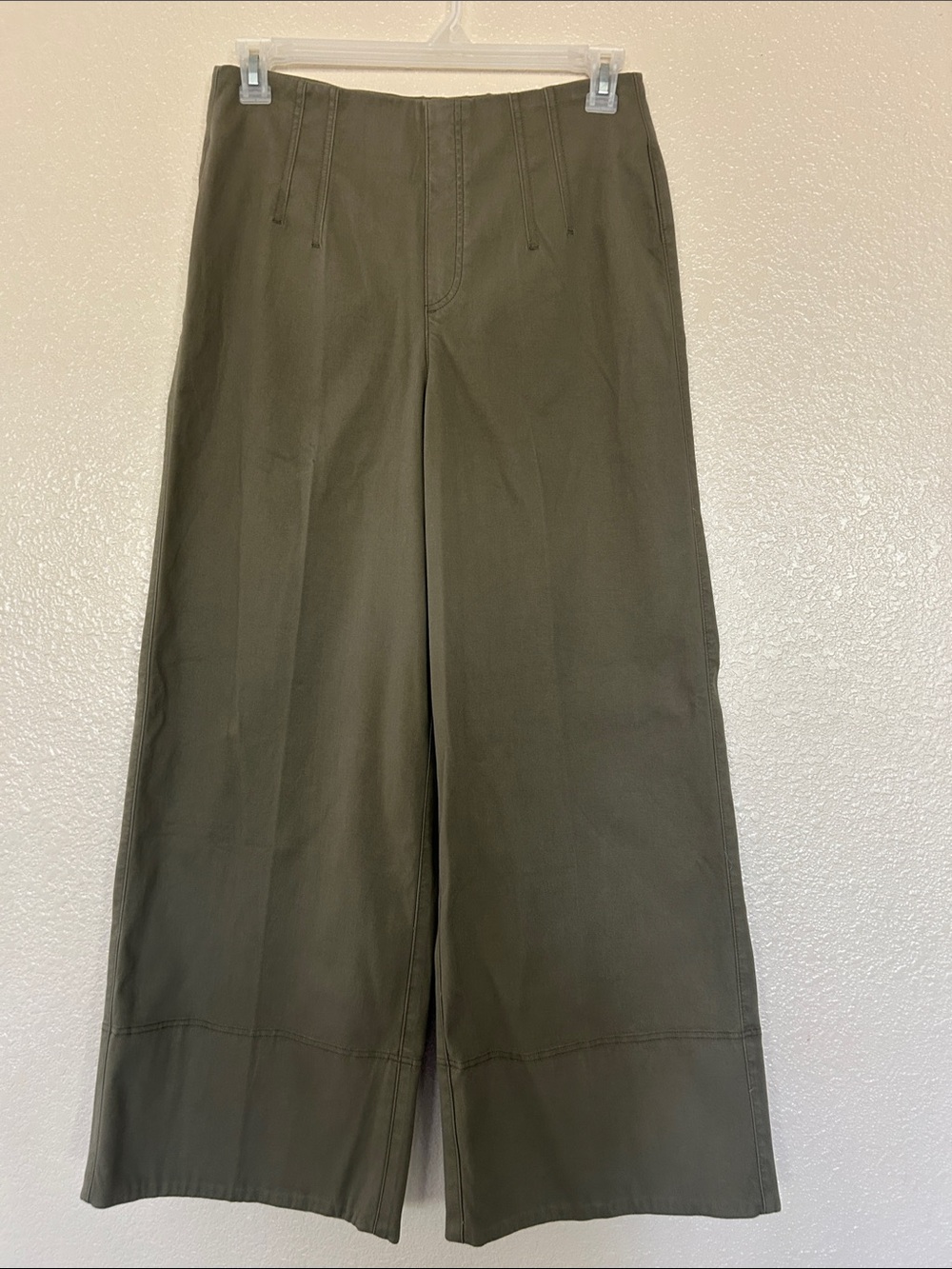 SPANX Stretch Twill Cropped Wide Leg Tuscan Olive Pants , Size L - Picture 2 of 11